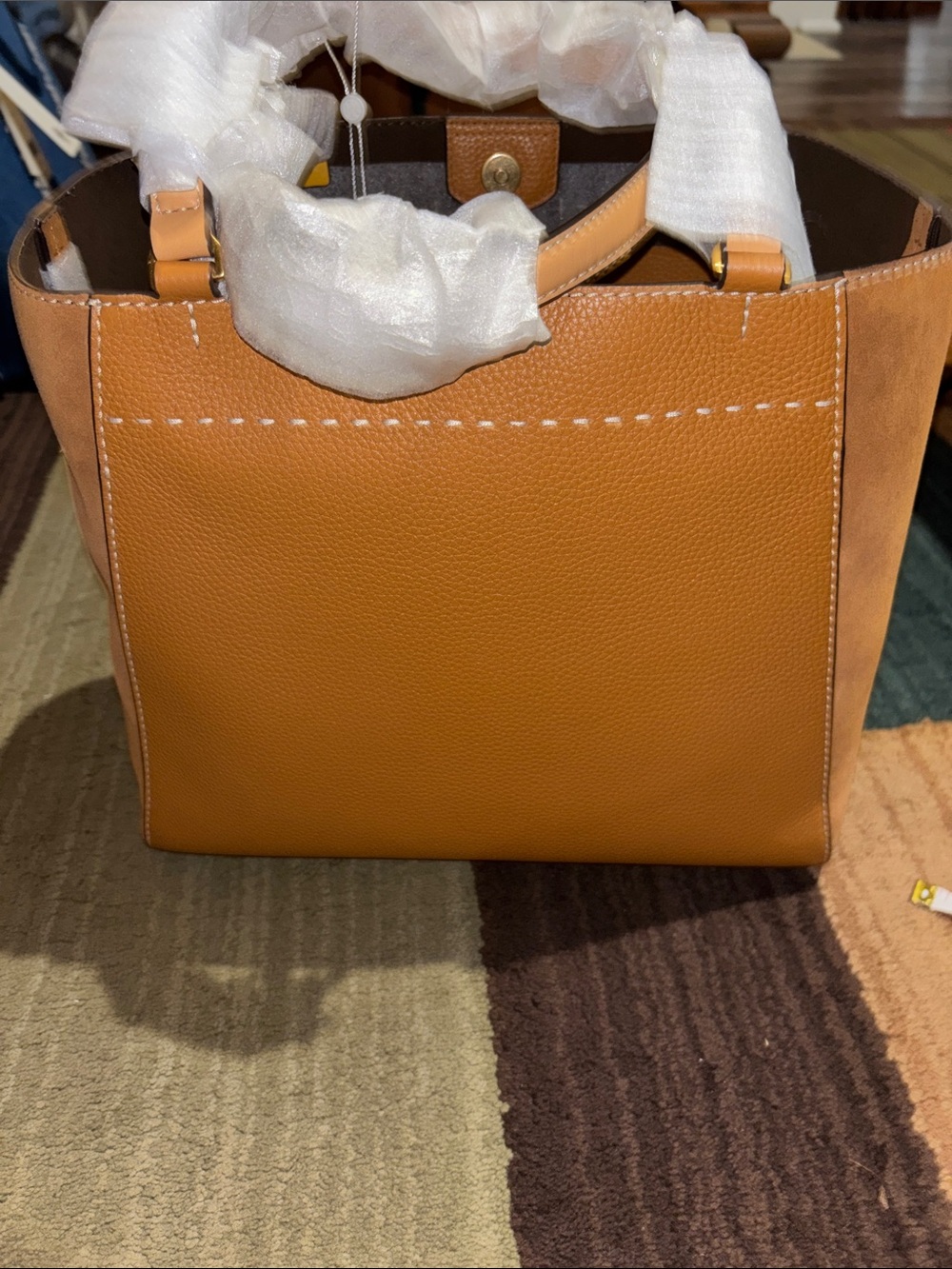 Tory Burch Multicolor Patchwork Tote with Logo Panel - Picture 3 of 9